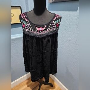 Black Dress with Colorful Embroidery